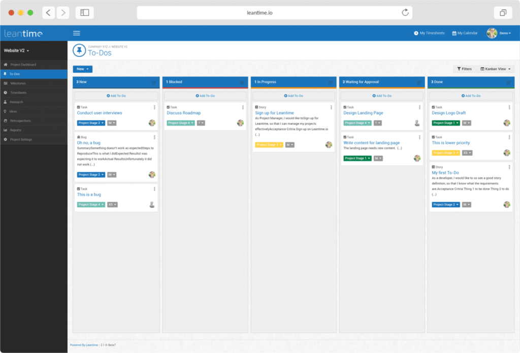 Leantime Kanban Board