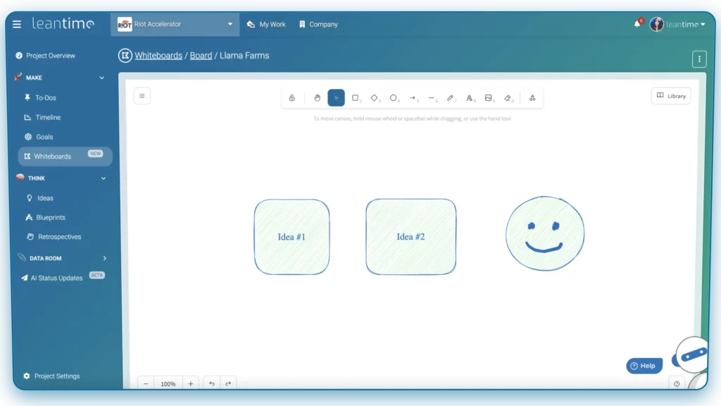 Create Mind Maps And Wireframes In Leantime Whiteboard