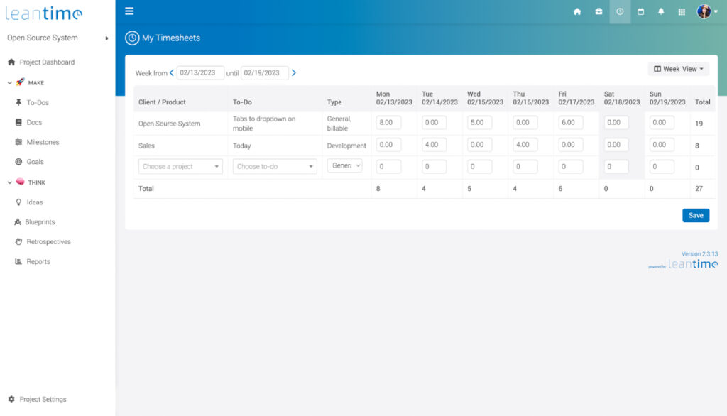 Leantime Time Tracking