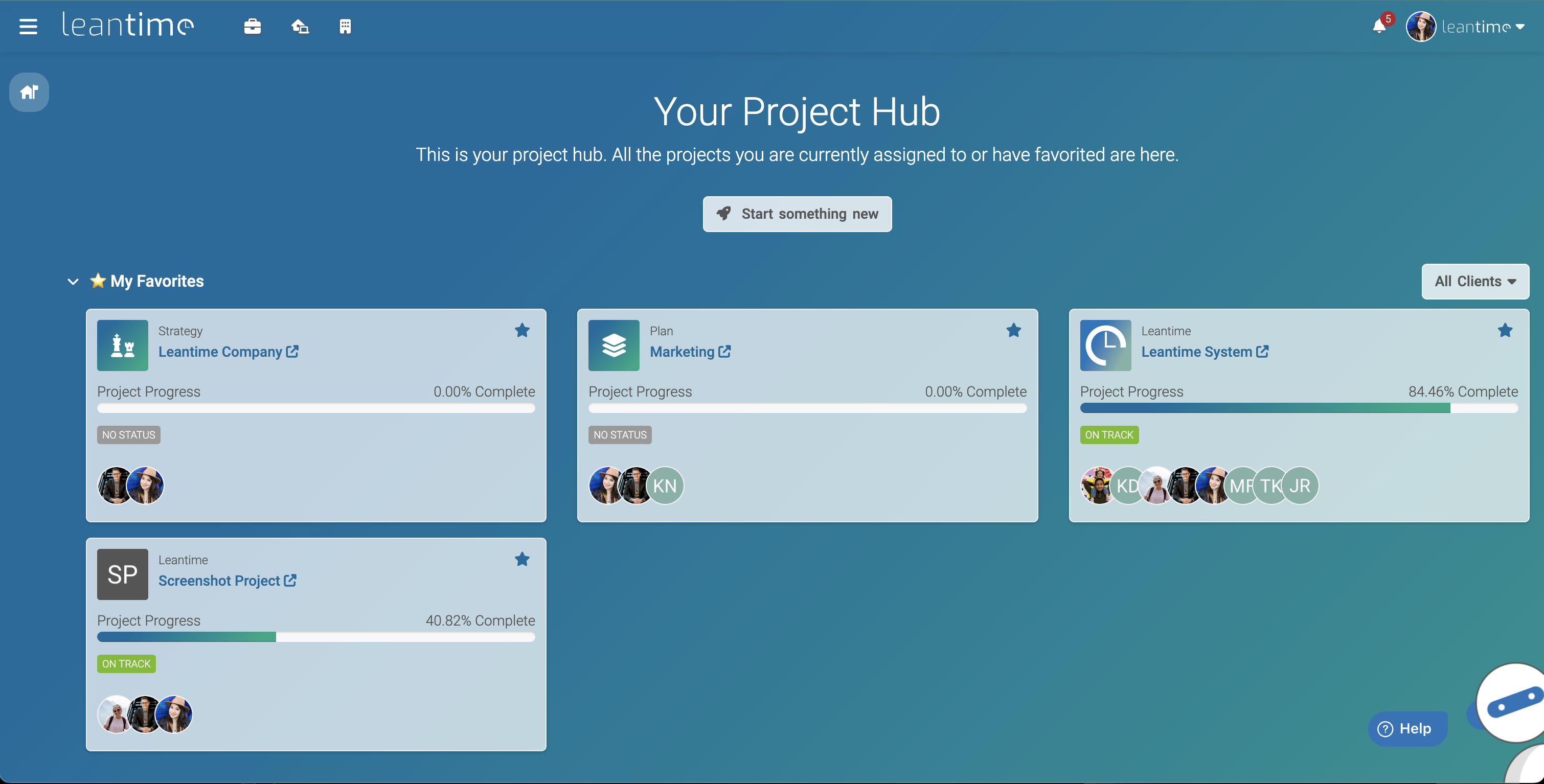 Project Hub in Leantime to Visualize the Projects Overview