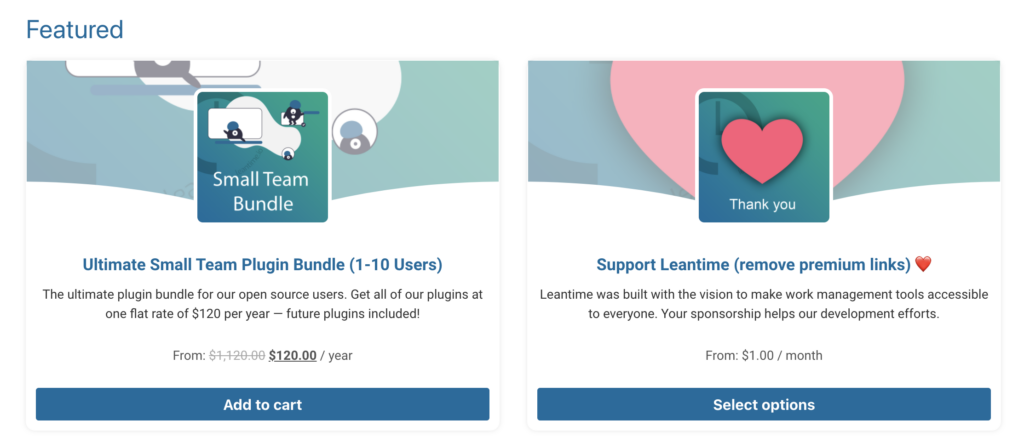 Plugin News! Ultimate Small Team Bundle & Sponsor Leantime Plugin for an ad free view